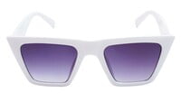 Female Square Sunglasses. White Color Frame. See Through Grey Color Lens.
