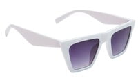 Female Square Sunglasses. White Color Frame. See Through Grey Color Lens.