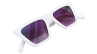 Female Square Sunglasses. White Color Frame. See Through Grey Color Lens.