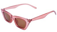 Female Large Cat Eye Sunglasses. See Through Pink Color Frame. See Through Brown Color Lens.