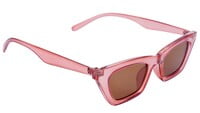 Female Large Cat Eye Sunglasses. See Through Pink Color Frame. See Through Brown Color Lens.