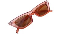 Female Large Cat Eye Sunglasses. See Through Pink Color Frame. See Through Brown Color Lens.