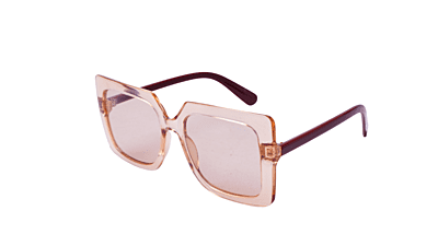Soigné Female Oversized Square Sunglasses.See Through Brown Rim