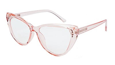 Female Oversize Cat Eye Spectacle Frame. See Through Pink Color