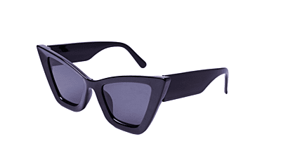 Soigné Female Oversized Cat Eye Sunglasses.Glossy Black Color Frame