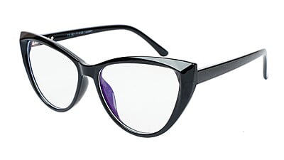 Female Oversize Cat Eye Spectacle Frame. Matte Black