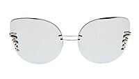 Female Oversized Cat Eye Sunglasses. Reflective Silver Lens