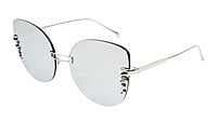 Female Oversized Cat Eye Sunglasses. Reflective Silver Lens