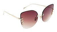 Female Oversized Cat Eye Sunglasses. See Through Gradient Brown Lens