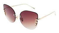 Female Oversized Cat Eye Sunglasses. See Through Gradient Brown Lens