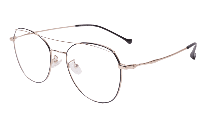 Soigné Unisex Aviator Spectacle Frame.Black&Gold-Medium Soigné Unisex Aviator Spectacle Frame.Black&Gold-Medium