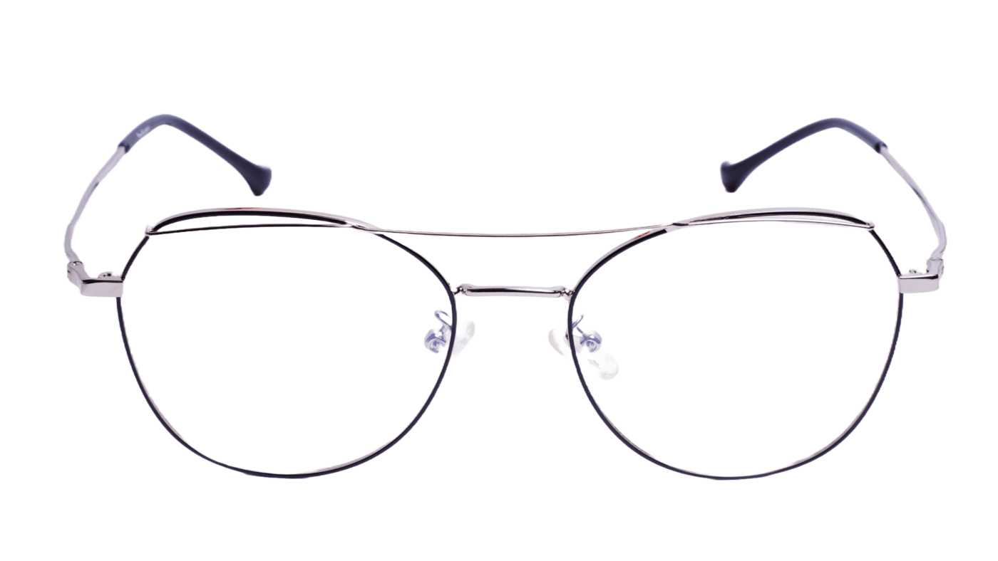 Soigné Unisex Aviator Spectacle Frame.Black&Silver-Medium Soigné Unisex Aviator Spectacle Frame.Black&Silver-Medium