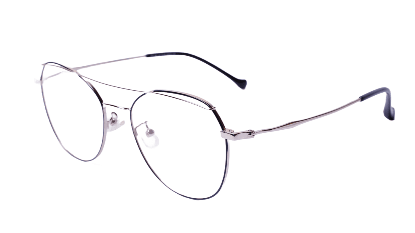 Soigné Unisex Aviator Spectacle Frame.Black&Silver-Medium Soigné Unisex Aviator Spectacle Frame.Black&Silver-Medium