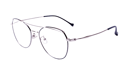 Soigné Unisex Aviator Spectacle Frame.Black&Silver-Medium