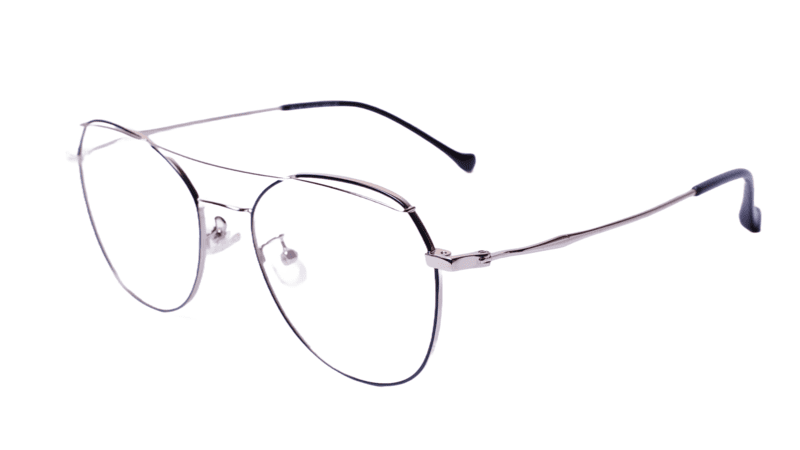 Soigné Unisex Aviator Spectacle Frame.Black&Silver-Medium Soigné Unisex Aviator Spectacle Frame.Black&Silver-Medium