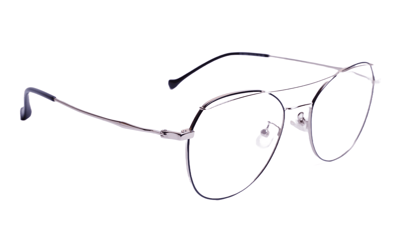 Soigné Unisex Aviator Spectacle Frame.Black&Silver-Medium Soigné Unisex Aviator Spectacle Frame.Black&Silver-Medium