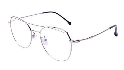 Soigné Unisex Aviator Spectacle Frame.Silver Color-Medium