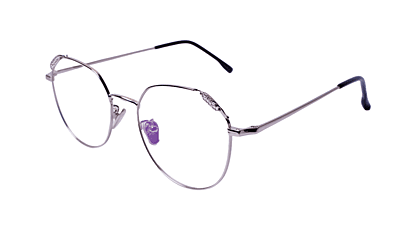 Soigné Female Round Spectacle Frame.Silver-Medium