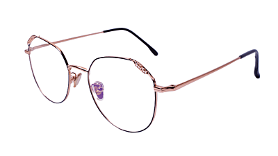 Soigné Female Round Spectacle Frame.Golden&Black-Medium