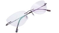 Female Rimless Cat Eye Spectacle Frame. Bronze Color Metal Frame. Size-MEDIUM.