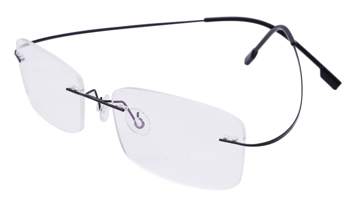 Unisex Rectangular Rimless Flexible Spectacle Frame. Transparent Lens. Black Color Frame. Unisex Rectangular Rimless Flexible Spectacle Frame. Transparent Lens. Black Color Frame.