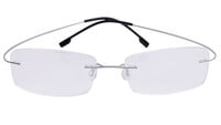 Unisex Rectangular Rimless Flexible Spectacles Frame. Silver Color Frame. Size-MEDIUM.