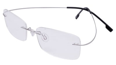 Unisex Rectangular Rimless Flexible Spectacles Frame. Silver Color Frame. Size-MEDIUM.