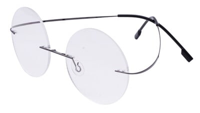 Unisex Rimless Round Flexible Spectacle Frame. Grey Color Metal Frame. Size-MEDIUM.