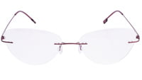 Female Rimless Cat Eye Spectacle Frame. Red Color Metal Frame. Size-MEDIUM.