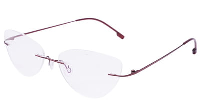 Female Rimless Cat Eye Spectacle Frame. Red Color Metal Frame. Size-MEDIUM.