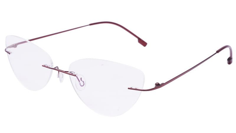 Female Rimless Cat Eye Spectacle Frame. Red Color Metal Frame. Size-MEDIUM. Female Rimless Cat Eye Spectacle Frame. Red Color Metal Frame. Size-MEDIUM.
