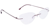 Female Rimless Cat Eye Spectacle Frame. Red Color Metal Frame. Size-MEDIUM.