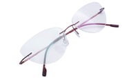 Female Rimless Cat Eye Spectacle Frame. Red Color Metal Frame. Size-MEDIUM.