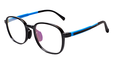 Soigné Kids Square Spectacle Frame.Black&Blue.(7-13)Y-Unisex