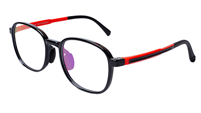 Soigné Kids Square Spectacle Frame.Black&Red.(7-13)Y-Unisex