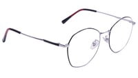 Unisex Pentagon Spectacle Frame. Silver & Black Color Frame. Size Map-MEDIUM.