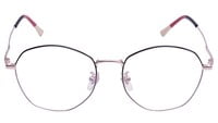 Unisex Pentagon Spectacle Frame. Black &Rose Gold Color Frame. Size-MEDIUM.