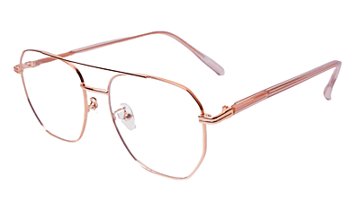 Soigné Unisex Large Pentagon Spectacle Frame.Rose Gold Color