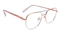 Soigné Unisex Large Pentagon Spectacle Frame.Rose Gold Color Soigné Unisex Large Pentagon Spectacle Frame.Rose Gold Color