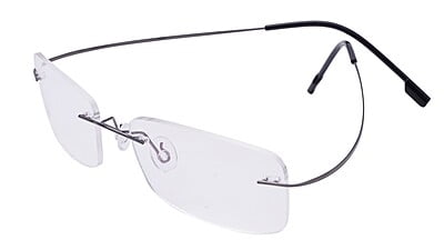 Unisex Rectangular Rimless Flexible Spectacle Frame. Grey Color Frame