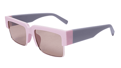 Soigné Female Large Half Rim Rectangular Sunglasses.Pink