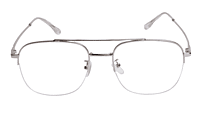 Soigné Unisex Large Half Rimmed Square Spectacle Frame.Silver