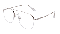 Soigné Unisex Large Half Rimmed Square Spectacle Frame.Silver