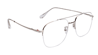 Soigné Unisex Large Half Rimmed Square Spectacle Frame.Silver