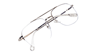 Soigné Unisex Large Half Rimmed Square Spectacle Frame.Silver