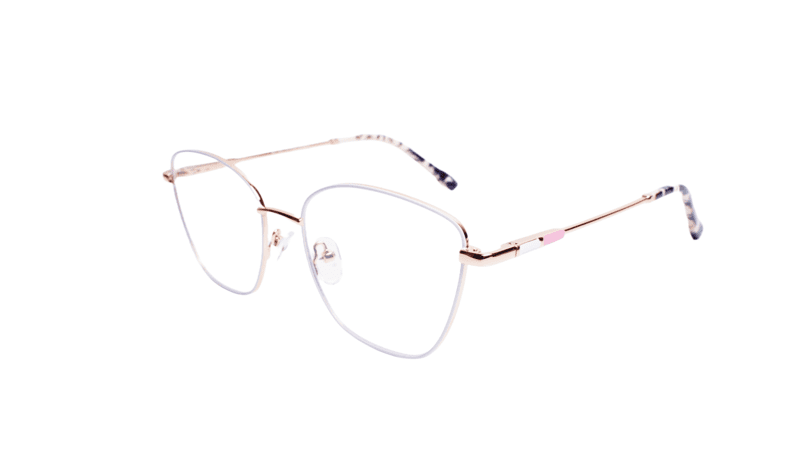 Soigné Female Medium Cat Eye Spectacle Frame.White&Golden Metal Frame Soigné Female Medium Cat Eye Spectacle Frame.White&Golden Metal Frame