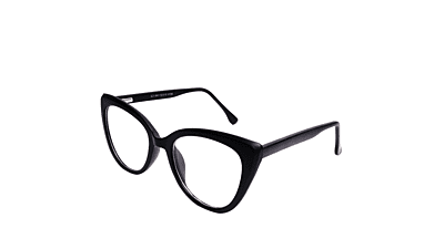 Soigné Female Oversize Cat Eye Spectacle Frame.Glossy Black Color