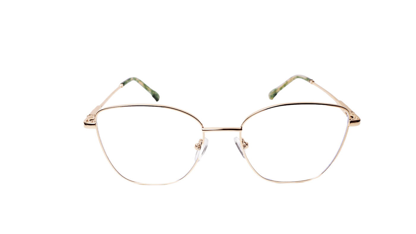 Soigné Female Medium Cat Eye Spectacle Frame.Golden Metal Frame Soigné Female Medium Cat Eye Spectacle Frame.Golden Metal Frame