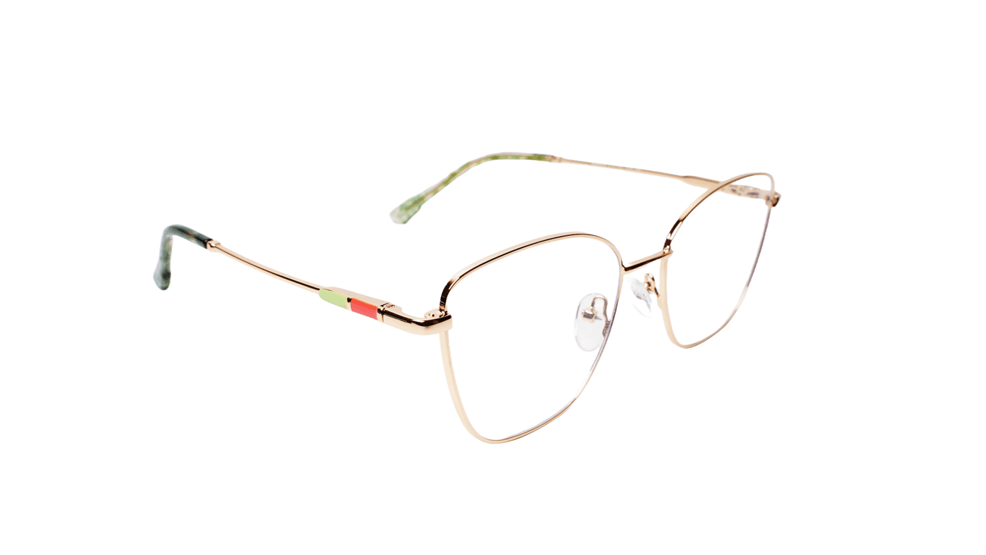 Soigné Female Medium Cat Eye Spectacle Frame.Golden Metal Frame Soigné Female Medium Cat Eye Spectacle Frame.Golden Metal Frame