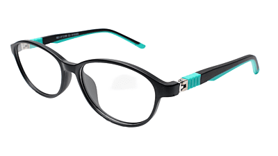 Soigné Kids&Teens Oval Spectacle Frame.Black&Green.(10-14)Y-Unisex